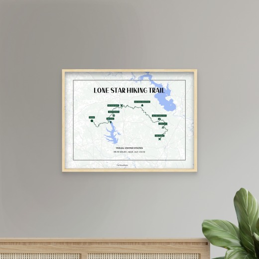 Lone Star Trail Hiking Trip Poster - Route Map 8