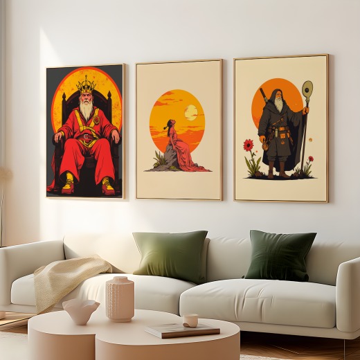 The Sun in Vibrant Grunge Print - Custom Tarot Card Poster 8