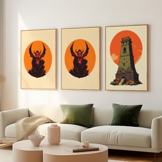 The Devil in Vibrant Grunge Print - Custom Tarot Card Poster 8